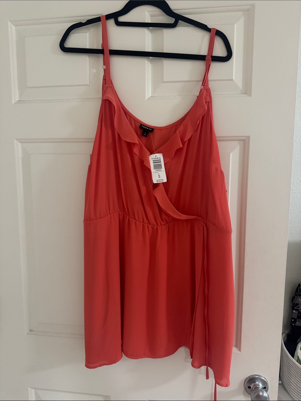 torrid Coral Ruffle Wrap-Detail Camisole
